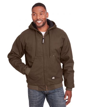 Berne Men Tall Highland Washed Cotton Duck Hooded Full Zip Sweatshirt